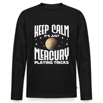 Rückläufige Planeten Merkur Rückläufig - Männer Premium Bio Langarmshirt - Schwarz - Vorne - Nico (187cm)