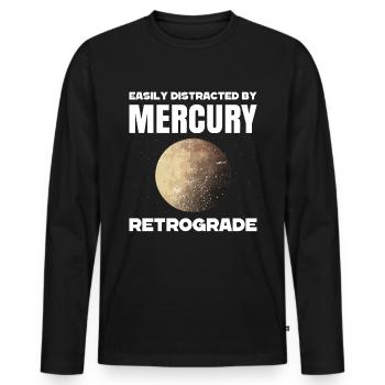 Rückläufige Planeten Merkur Rückläufig - Männer Premium Bio Langarmshirt - Schwarz - Vorne - Nico (187cm)