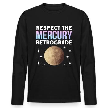 Rückläufige Planeten Merkur Rückläufig - Männer Premium Bio Langarmshirt - Schwarz - Vorne - Nico (187cm)