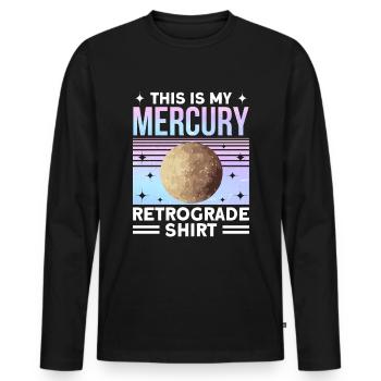 Planètes rétrogrades Mercure rétrograde - T-shirt manches longues Premium bio Homme - noir - Devant - Nico (187cm)