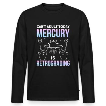 Rückläufige Planeten Merkur Rückläufig - Männer Premium Bio Langarmshirt - Schwarz - Vorne - Nico (187cm)