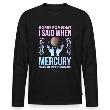 Planètes rétrogrades Mercure rétrograde - T-shirt manches longues Premium bio Homme - noir - Devant - Nico (187cm)