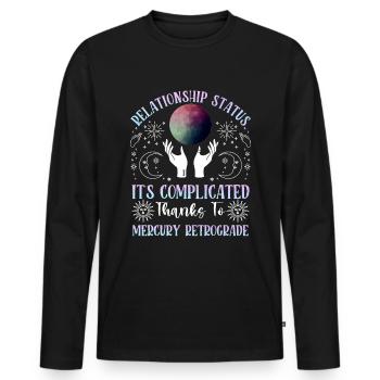 Rückläufige Planeten Merkur Rückläufig - Männer Premium Bio Langarmshirt - Schwarz - Vorne - Nico (187cm)