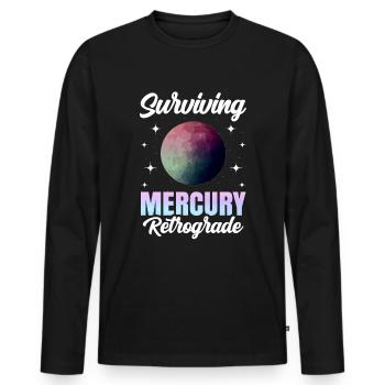 Rückläufige Planeten Merkur Rückläufig - Männer Premium Bio Langarmshirt - Schwarz - Vorne - Nico (187cm)