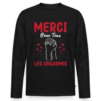 Cadeau Saint Valentin Homme Femme Humoristique - T-shirt manches longues Premium bio Homme - noir - Devant - Nico (187cm)