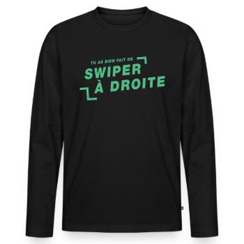 Cadeau Saint Valentin Homme Femme Humoristique - T-shirt manches longues Premium bio Homme - noir - Devant - Nico (187cm)