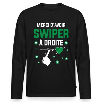 Cadeau Saint Valentin Homme Femme Humoristique - T-shirt manches longues Premium bio Homme - noir - Devant - Nico (187cm)