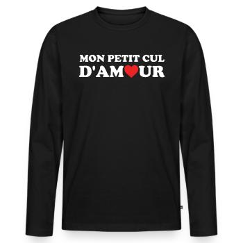 Cadeau Saint Valentin Homme Femme Humoristique - T-shirt manches longues Premium bio Homme - noir - Devant - Nico (187cm)