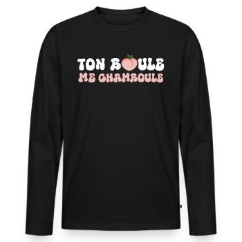 Cadeau Saint Valentin Homme Femme Humoristique - T-shirt manches longues Premium bio Homme - noir - Devant - Nico (187cm)