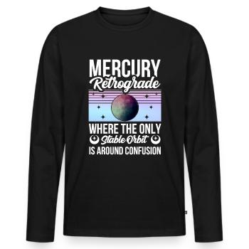 Planètes rétrogrades Mercure rétrograde - T-shirt manches longues Premium bio Homme - noir - Devant - Nico (187cm)