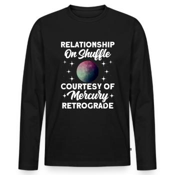 Rückläufige Planeten Merkur Rückläufig - Männer Premium Bio Langarmshirt - Schwarz - Vorne - Nico (187cm)