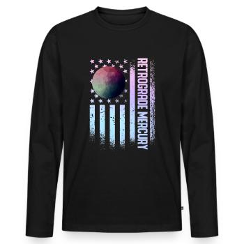 Rückläufige Planeten Merkur Rückläufig - Männer Premium Bio Langarmshirt - Schwarz - Vorne - Nico (187cm)