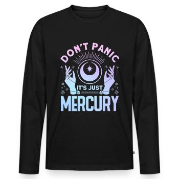 Rückläufige Planeten Merkur Rückläufig - Männer Premium Bio Langarmshirt - Schwarz - Vorne - Nico (187cm)