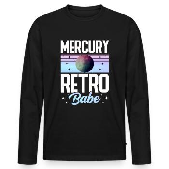 Rückläufige Planeten Merkur Rückläufig - Männer Premium Bio Langarmshirt - Schwarz - Vorne - Nico (187cm)