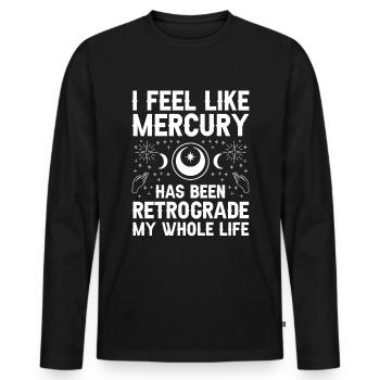 Rückläufige Planeten Merkur Rückläufig - Männer Premium Bio Langarmshirt - Schwarz - Vorne - Nico (187cm)