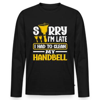 Choral Musical Instrument Hand Bell - Men's Premium Organic Long Sleeve Shirt - black - Front - Nico (187cm)