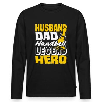 Choral Musical Instrument Hand Bell - Men's Premium Organic Long Sleeve Shirt - black - Front - Nico (187cm)