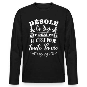 Cadeau Saint Valentin Homme Femme Humoristique - T-shirt manches longues Premium bio Homme - noir - Devant - Nico (187cm)