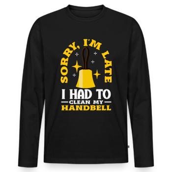 Choral Musical Instrument Hand Bell - Men's Premium Organic Long Sleeve Shirt - black - Front - Nico (187cm)