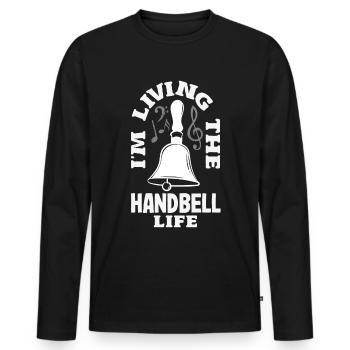 Choral Musical Instrument Hand Bell - Men's Premium Organic Long Sleeve Shirt - black - Front - Nico (187cm)
