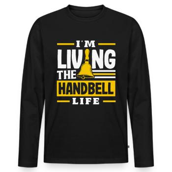 Choral Musical Instrument Hand Bell - Men's Premium Organic Long Sleeve Shirt - black - Front - Nico (187cm)