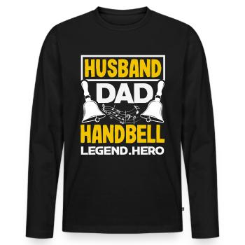 Choral Musical Instrument Hand Bell - Men's Premium Organic Long Sleeve Shirt - black - Front - Nico (187cm)