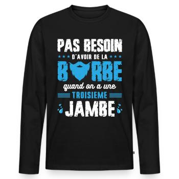 Cadeau Saint Valentin Homme Humour Beauf Coquin - T-shirt manches longues Premium bio Homme - noir - Devant - Nico (187cm)