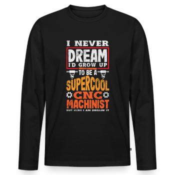 Machiniste CNC drôle - T-shirt manches longues Premium bio Homme - noir - Devant - Nico (187cm)
