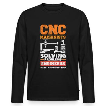 Machiniste CNC drôle - T-shirt manches longues Premium bio Homme - noir - Devant - Nico (187cm)