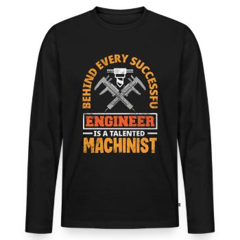 Machiniste CNC drôle - T-shirt manches longues Premium bio Homme - noir - Devant - Nico (187cm)