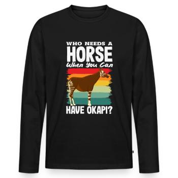 Funny zookeeper okapi lover - Men's Premium Organic Long Sleeve Shirt - black - Front - Nico (187cm)