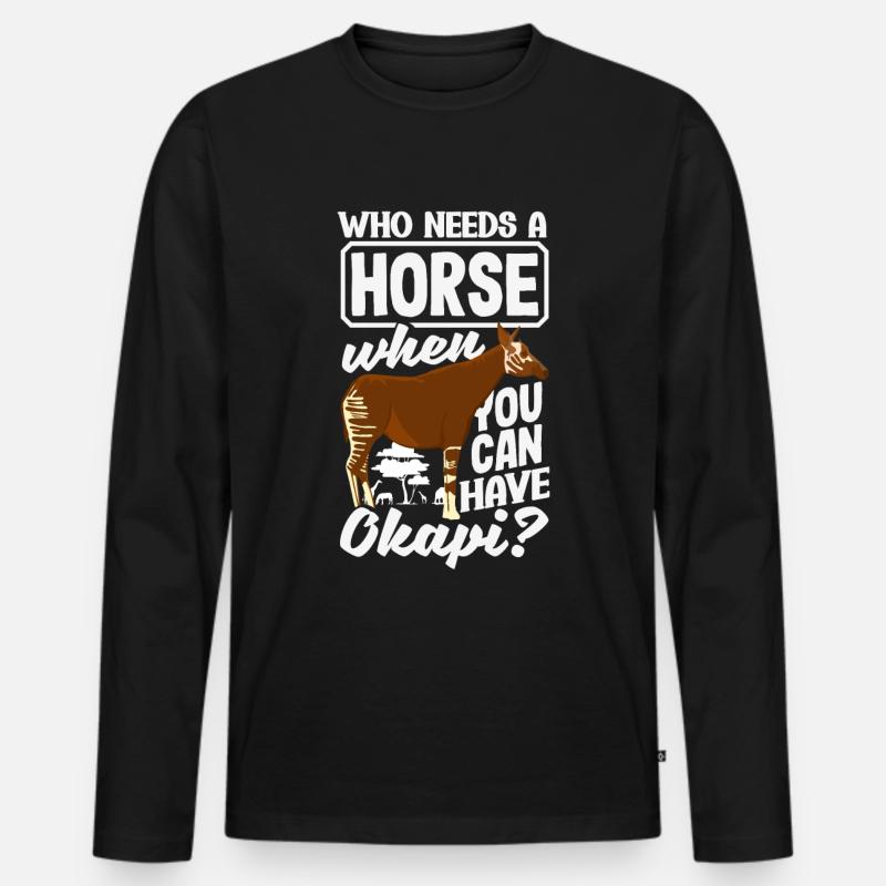 Lustiger Tierpfleger Okapi-liebhaber - Männer Premium Bio Langarmshirt - Schwarz