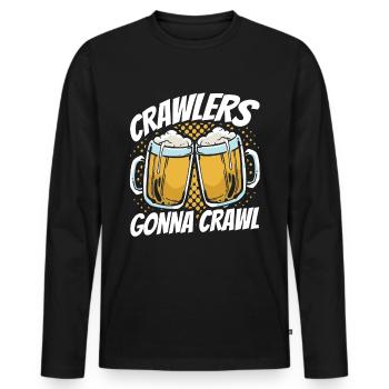 Crawled Pub Crawl Alcohol Drinking - Men's Premium Organic Long Sleeve Shirt - black - Front - Nico (187cm)