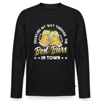 Crawled Pub Crawl Alcohol Drinking - Männer Premium Bio Langarmshirt - Schwarz - Vorne - Nico (187cm)