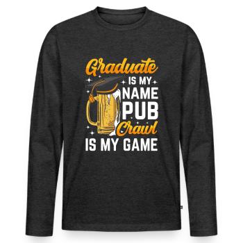 Crawled Pub Crawl Alcohol Drinking - Männer Premium Bio Langarmshirt - Anthrazit meliert - Vorne - Nico (187cm)