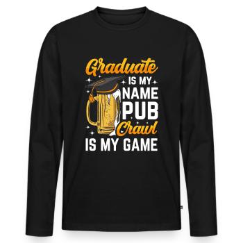 Crawled Pub Crawl Alcohol Drinking - Men's Premium Organic Long Sleeve Shirt - black - Front - Nico (187cm)