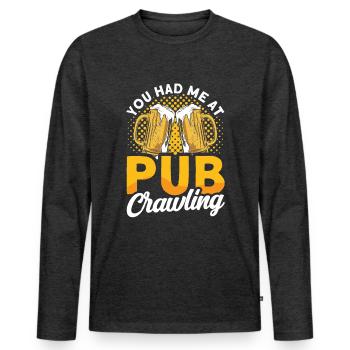 Crawled Pub Crawl Alcohol Drinking - Männer Premium Bio Langarmshirt - Anthrazit meliert - Vorne - Nico (187cm)
