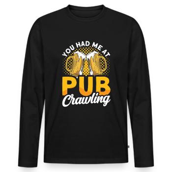 Crawled Pub Crawl Alcohol Drinking - Men's Premium Organic Long Sleeve Shirt - black - Front - Nico (187cm)