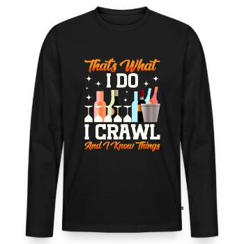 Crawled Pub Crawl Alcohol Drinking - Men's Premium Organic Long Sleeve Shirt - black - Front - Nico (187cm)