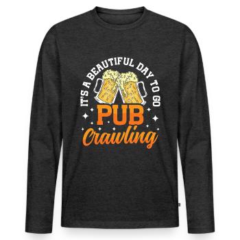 Crawled Pub Crawl Alcohol Drinking - Männer Premium Bio Langarmshirt - Anthrazit meliert - Vorne - Nico (187cm)