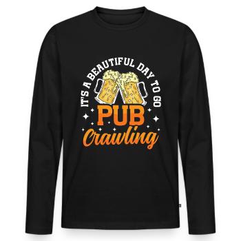 Crawled Pub Crawl Alcohol Drinking - Männer Premium Bio Langarmshirt - Schwarz - Vorne - Nico (187cm)