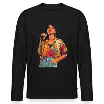 Poet Spoken Word Stand-Up Comedian - Men's Premium Organic Long Sleeve Shirt - black - Front - Nico (187cm)