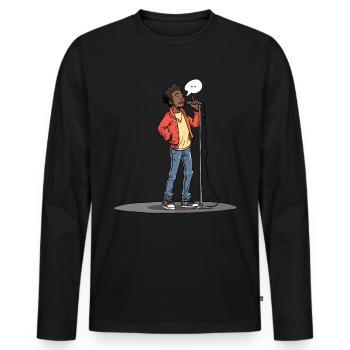 Poet Spoken Word Stand-Up Comedian - Men's Premium Organic Long Sleeve Shirt - black - Front - Nico (187cm)