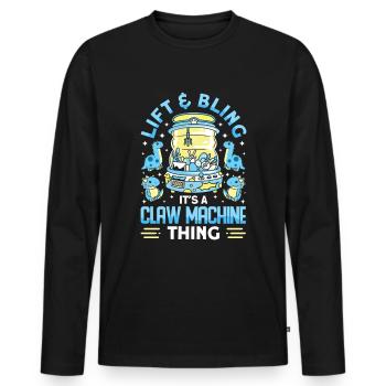 Claw Game Funny Claw Machine - Men's Premium Organic Long Sleeve Shirt - black - Front - Nico (187cm)