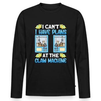 Claw Game Funny Claw Machine - Men's Premium Organic Long Sleeve Shirt - black - Front - Nico (187cm)