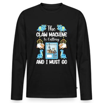 Claw Game Funny Claw Machine - Men's Premium Organic Long Sleeve Shirt - black - Front - Nico (187cm)