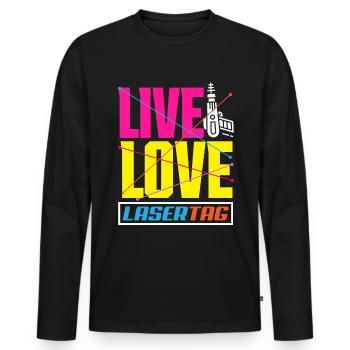 Indoor laser tag party outfit laser tag - Men's Premium Organic Long Sleeve Shirt - black - Front - Nico (187cm)