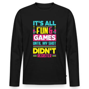Indoor laser tag party outfit laser tag - Men's Premium Organic Long Sleeve Shirt - black - Front - Nico (187cm)