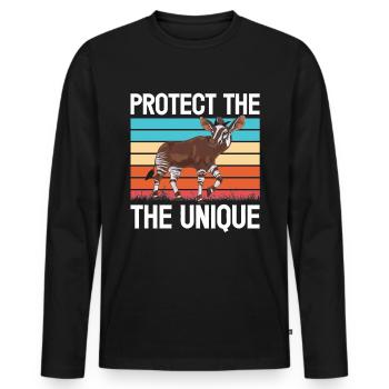 Lustiger Tierpfleger Okapi-liebhaber - Männer Premium Bio Langarmshirt - Schwarz - Vorne - Nico (187cm)
