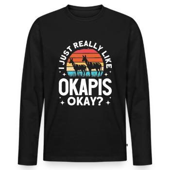 Lustiger Tierpfleger Okapi-liebhaber - Männer Premium Bio Langarmshirt - Schwarz - Vorne - Nico (187cm)